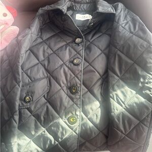 Coach Black Utility Jacket with Quilted Pattern and Prominent Collar